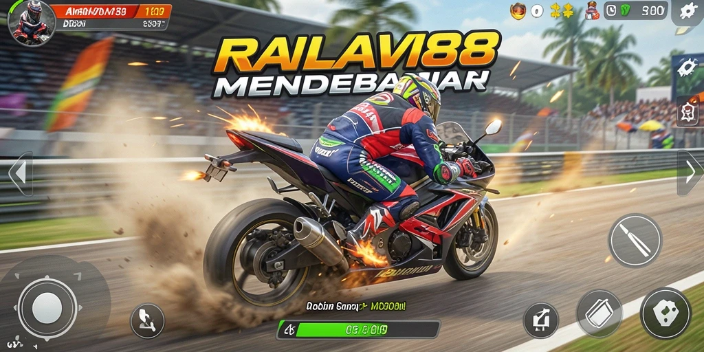 Screenshot menampilkan aksi balapan motor cepat di AMAVI88.