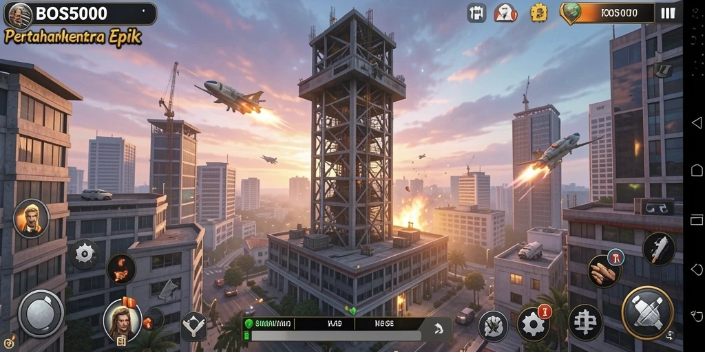 Tampilan pertahanan menara yang megah dalam BOS5000.