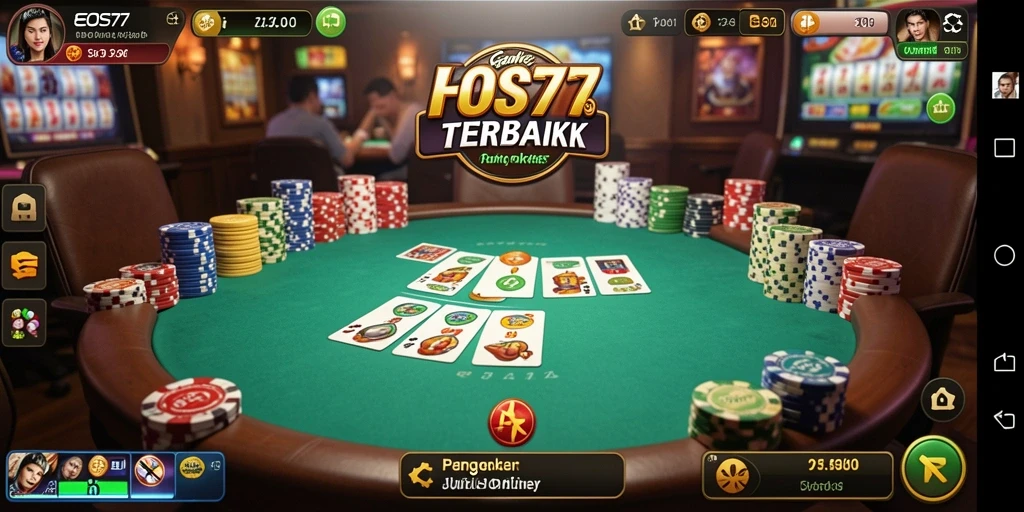 Tampilan utama EOS77 menampilkan gameplay poker yang seru dan interaktif.
