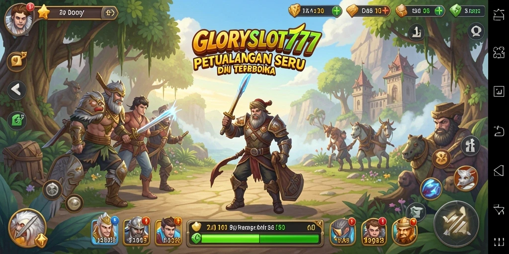 Screenshot gameplay GLORYSLOT777 menampilkan petualangan seru di dunia terbuka.