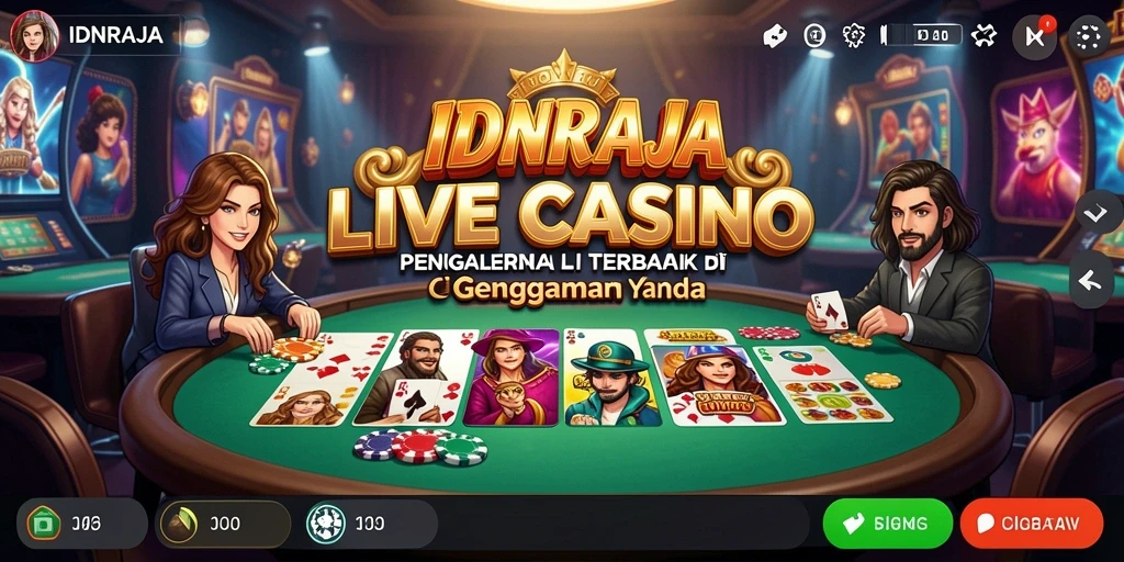 Screenshot IDNRAJA menampilkan dealer yang sedang beraksi dalam permainan Live Casino.