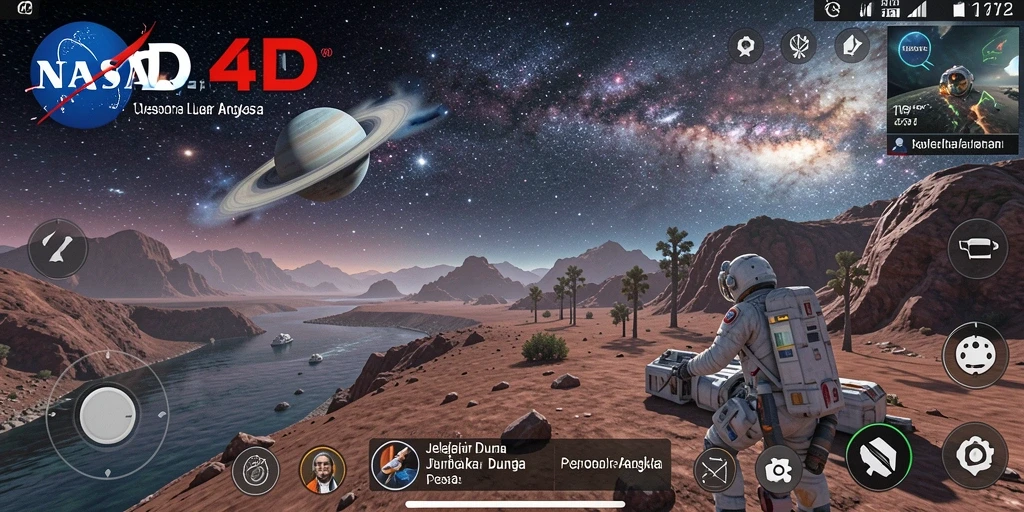 Screenshot gameplay <strong>NASA4D</strong> dengan pemandangan planet yang menakjubkan.
