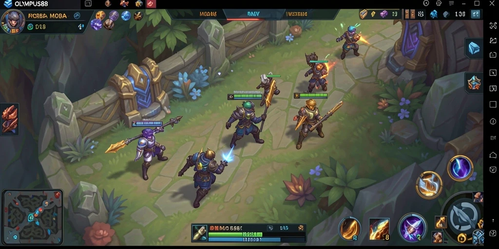 Tampilan gameplay seru dan strategis dalam OLYMPUS88 MOBA.