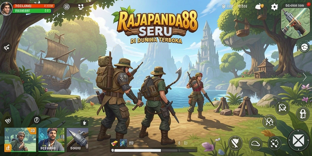 Screenshot gameplay RAJAPANDA88 menunjukkan eksplorasi dunia terbuka yang menakjubkan.