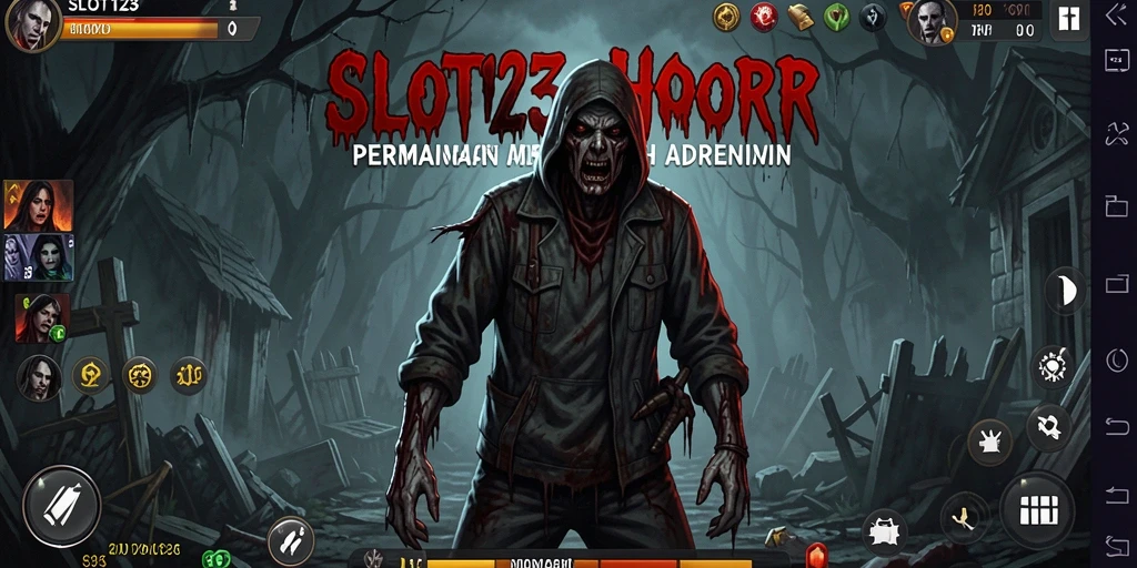 Tangkapan layar utama SLOT123 menampilkan suasana gameplay yang mencekam dan menakutkan.